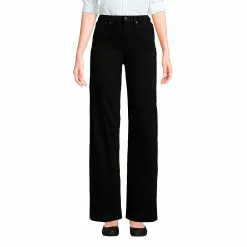 Lands' End Women's High Rise Wide Leg Denim Jeans - Black