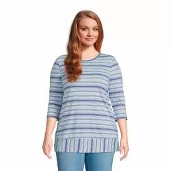 Lands' End Women's Plus Size 3/4 Sleeve Slub Jersey Swing Tunic