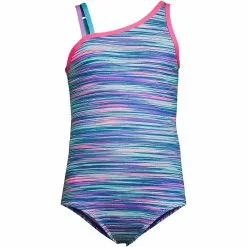 Lands' End Girls One Shoulder One Piece Swimsuit
