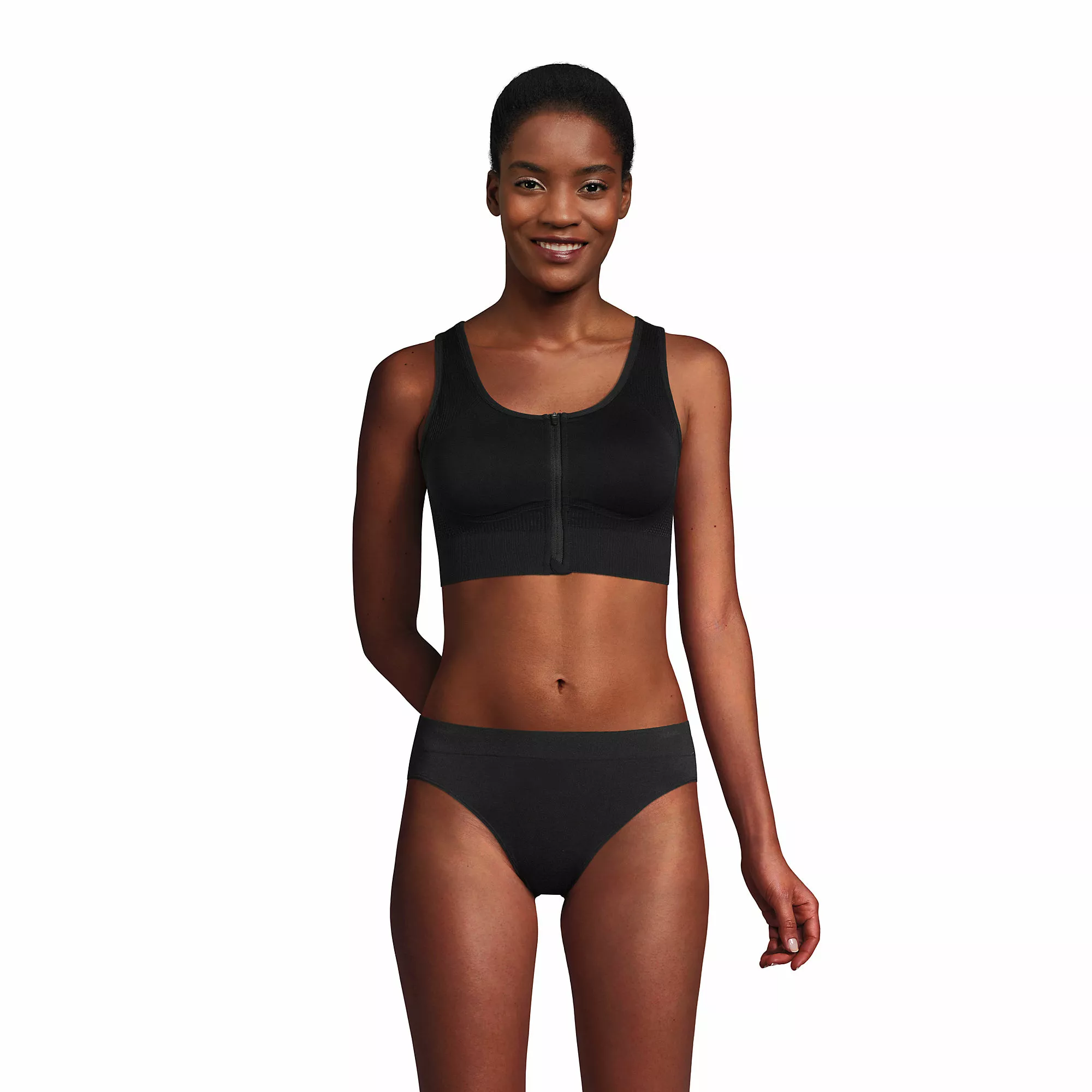 Lands' End Women's Seamless Zip Front Bra - Image 2