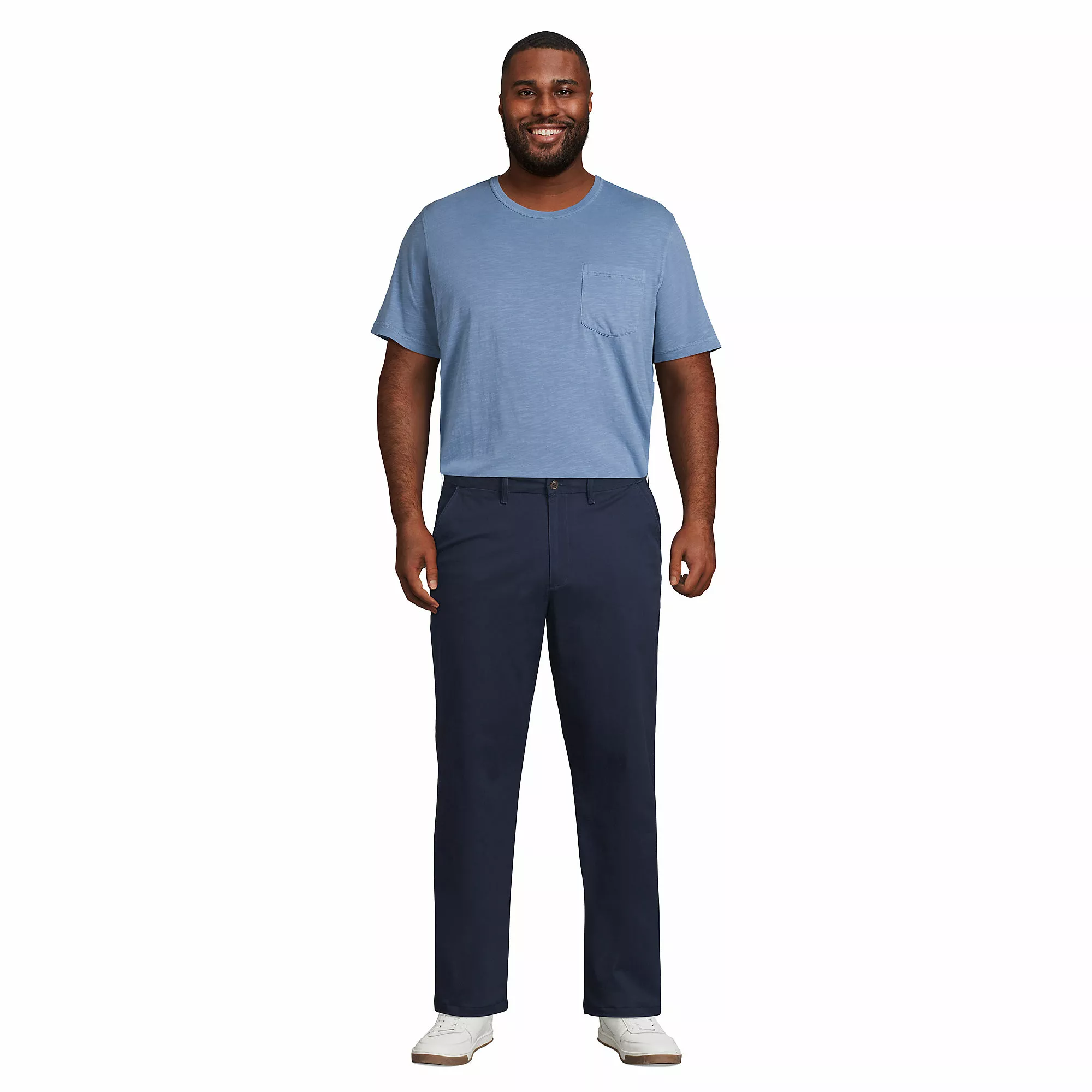 Lands' End Men's Big And Tall Short Sleeve Garment Dye Slub Pocket Tee - Image 4