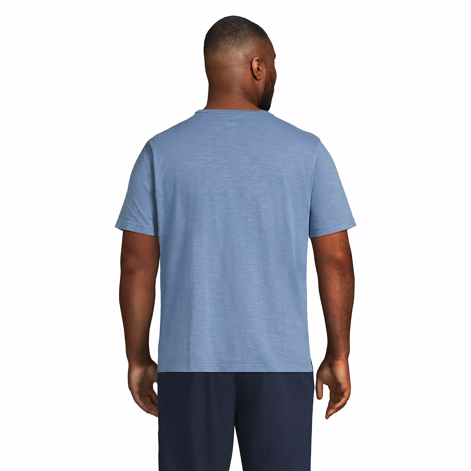 Lands' End Men's Big And Tall Short Sleeve Garment Dye Slub Pocket Tee - Image 2