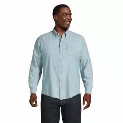Lands' End Men's Big And Tall Long Sleeve Traditional Fit Chambray Shirt