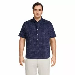 Lands' End Men's Big Short Sleeve Traditional Fit Comfort-First Shirt With Coolmax