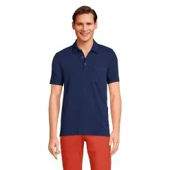 Lands' End Men's Short Sleeve Slub Pocket Polo