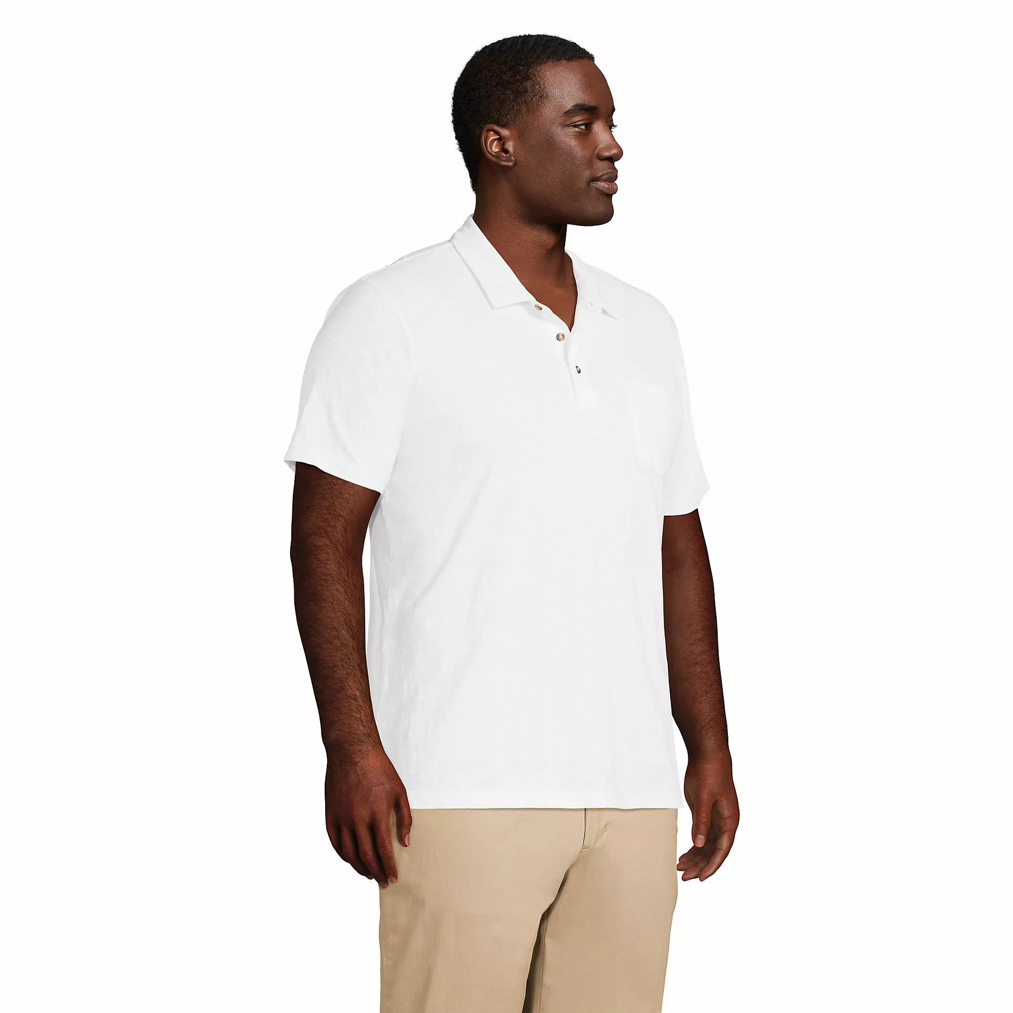 Lands' End Men's Big And Tall Short Sleeve Slub Pocket Polo - Image 3