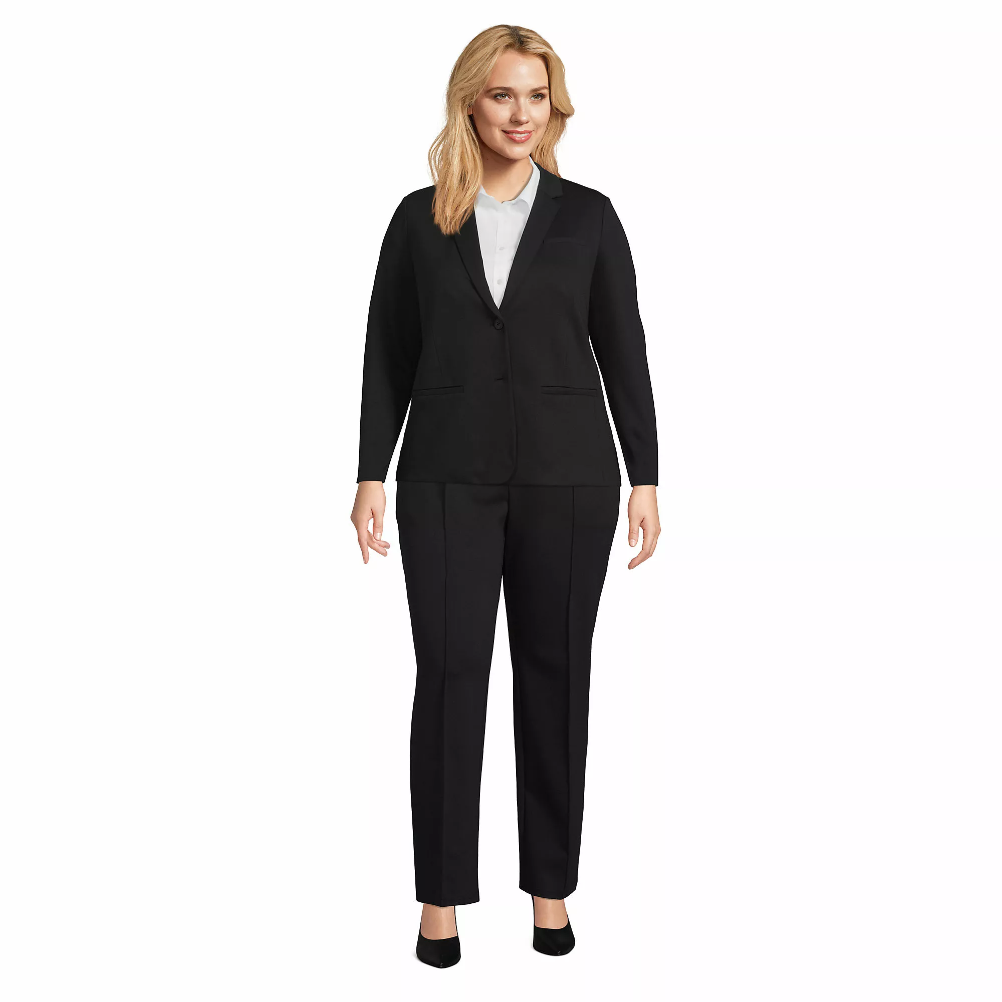 Lands' End Women's Plus Size Pintuck Straight Leg Ponte Pants - Image 4