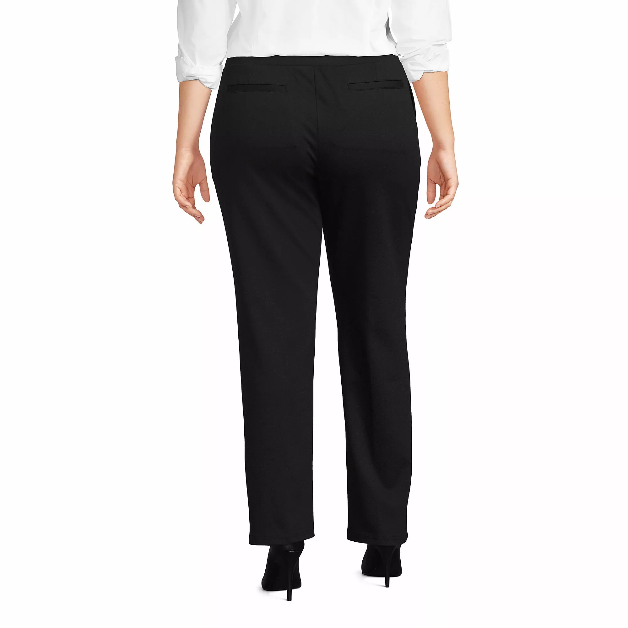 Lands' End Women's Plus Size Pintuck Straight Leg Ponte Pants - Image 2
