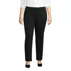Lands' End Women's Plus Size Pintuck Straight Leg Ponte Pants