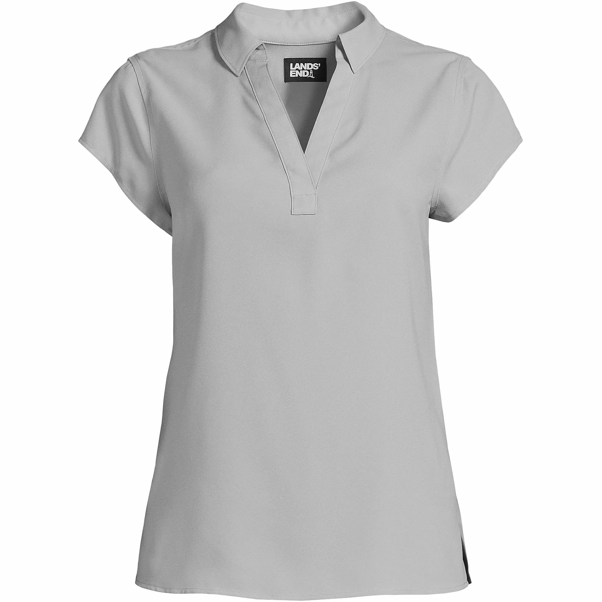 Lands' End Women's Short Sleeve Split Neck Crepe Blouse - Image 5