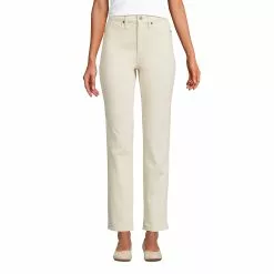 Lands' End Women's Recycled Denim High Rise Straight Leg Ankle Jeans