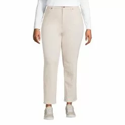 Lands' End Women's Plus Size Recycled Denim High Rise Straight Leg Ankle Jeans
