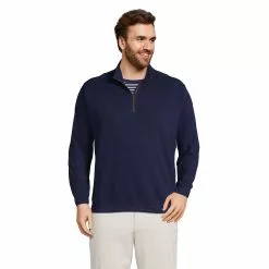 Lands' End Men's Big And Tall Long Sleeve Heavy Slub Quarter Zip