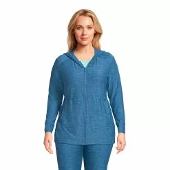 Lands' End Women's Plus Size Soft Performance Full Zip Hoodie