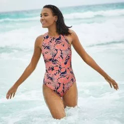 Lands' End Women's Chlorine Resistant High Neck High Leg Portrait Back Swimsuit