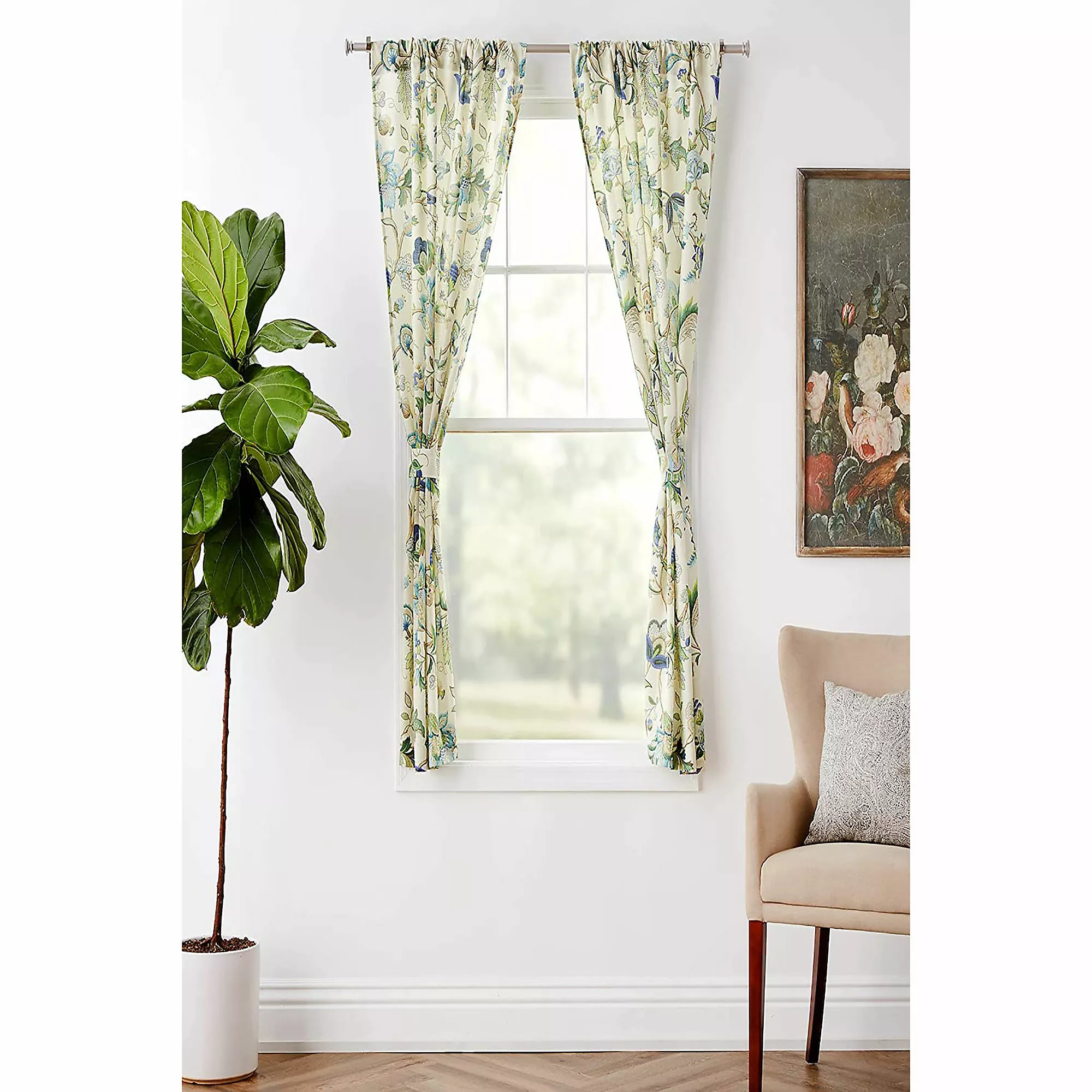 Ellis Curtains Ellis Curtain Brissac Floral 70"x63" Tailored Panel Tie Back Curtains - Image 6