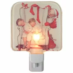 Northlight 6 Inch Glass Norman Rockwell Painting Sleeping Children Christmas Night Light