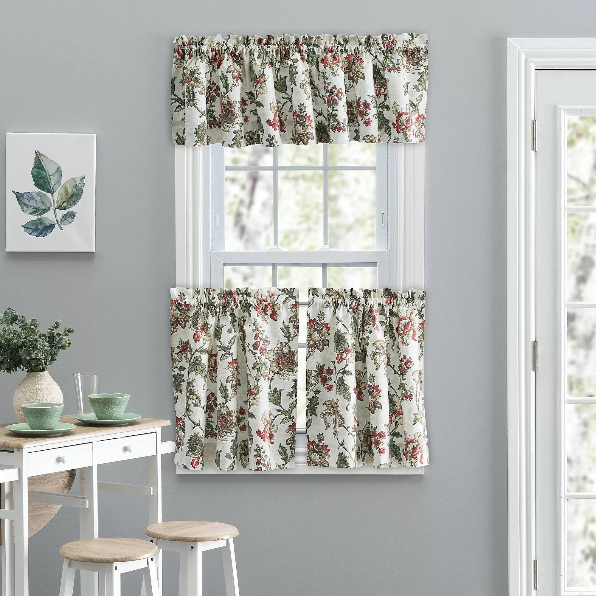 Ellis Curtains Ellis Curtain Madison Floral 56"x36" Tailored Tiers - Image 2