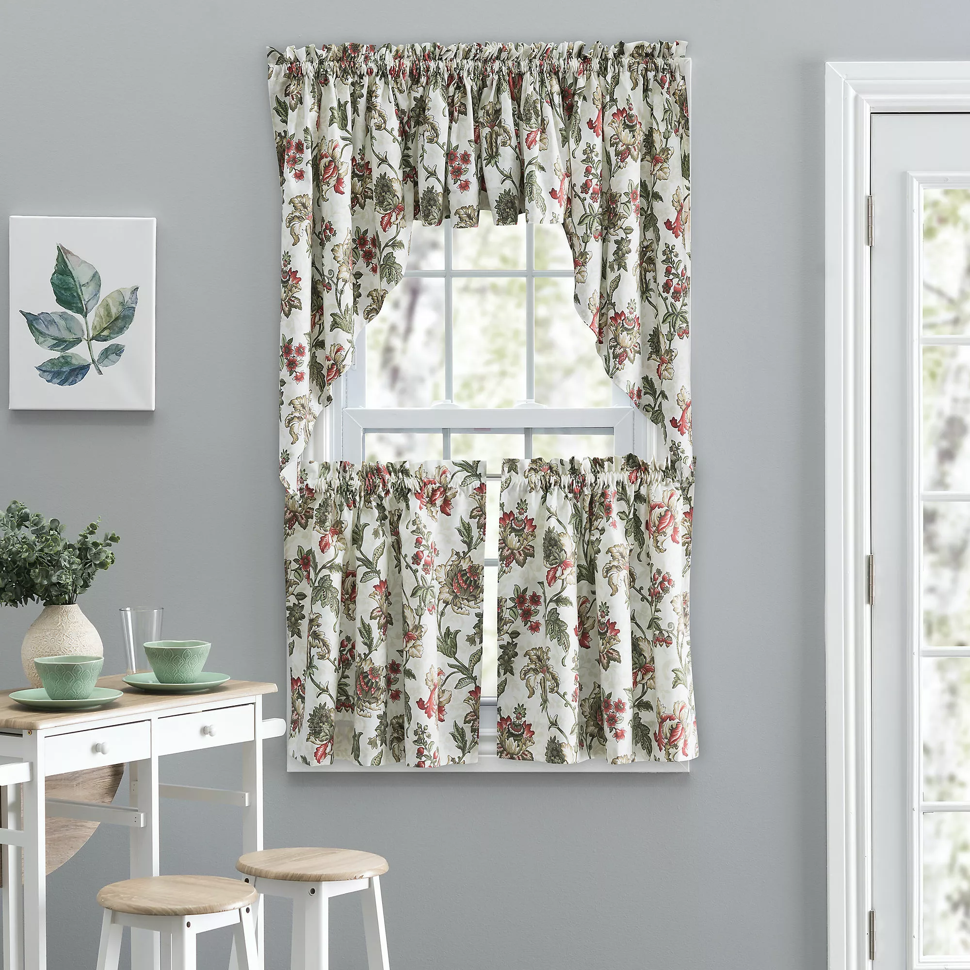 Ellis Curtains Ellis Curtain Madison Floral 56"x36" Tailored Tiers - Image 3