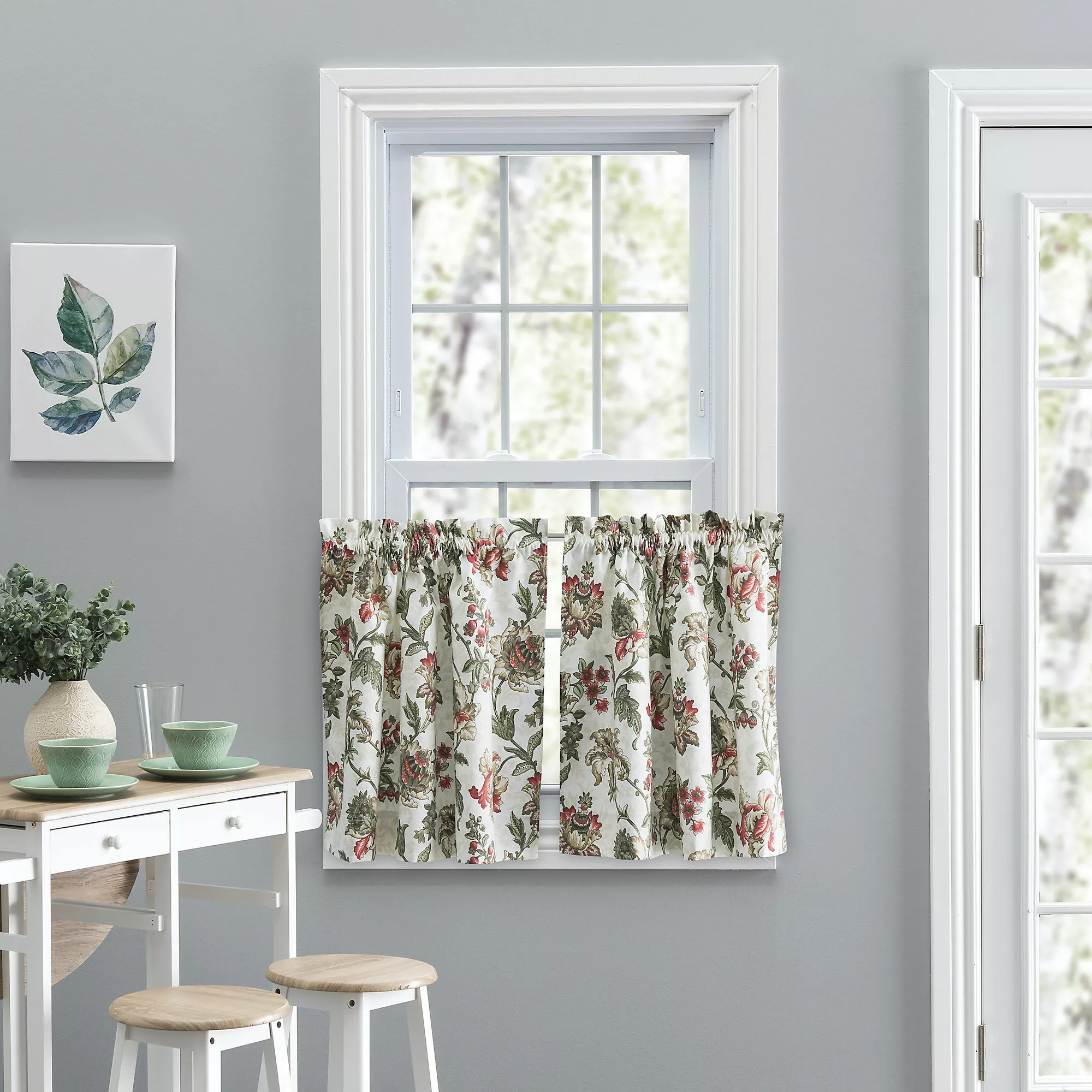 Ellis Curtains Ellis Curtain Madison Floral 56"x36" Tailored Tiers
