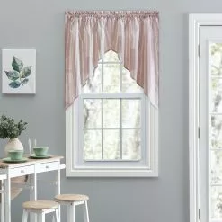 Ellis Curtains Ellis Curtain Plaza Stripe 56"x36" Tailored Swag