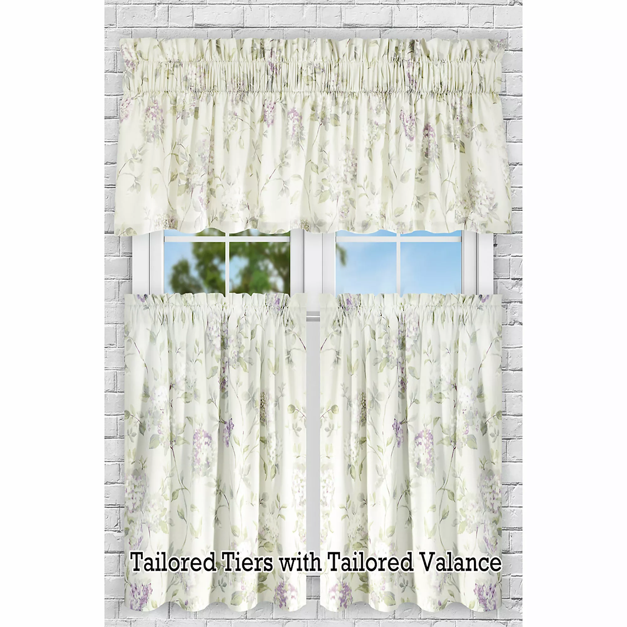 Ellis Curtains Ellis Curtain Abigail Floral 56"x24" Tailored Tiers - Image 2