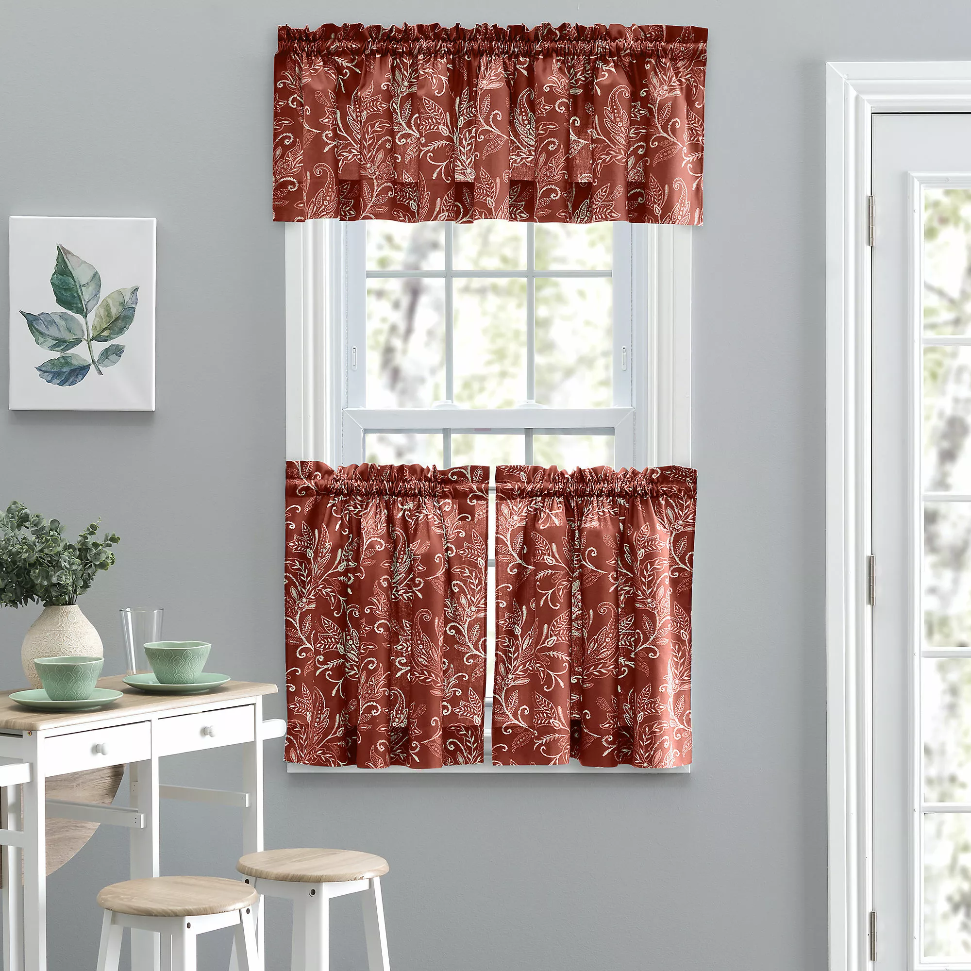 Ellis Curtains Ellis Curtain Lexington Leaf 56"x24" Tailored Tiers - Image 2