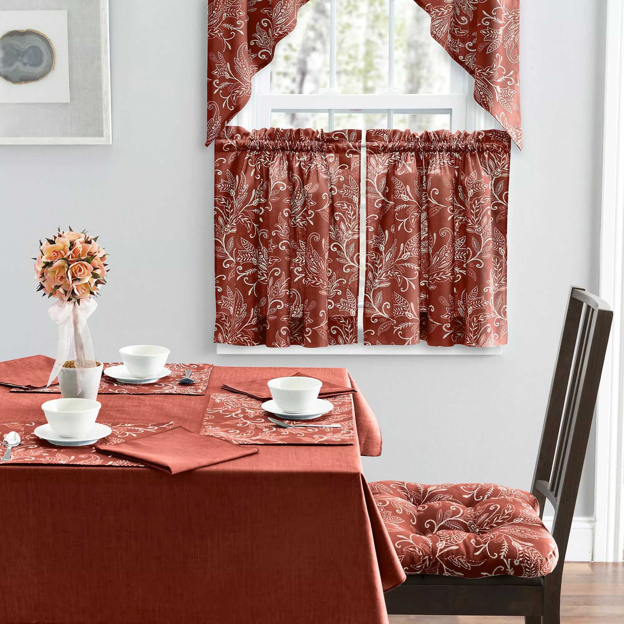 Ellis Curtains Ellis Curtain Lexington Leaf 56"x24" Tailored Tiers - Image 4