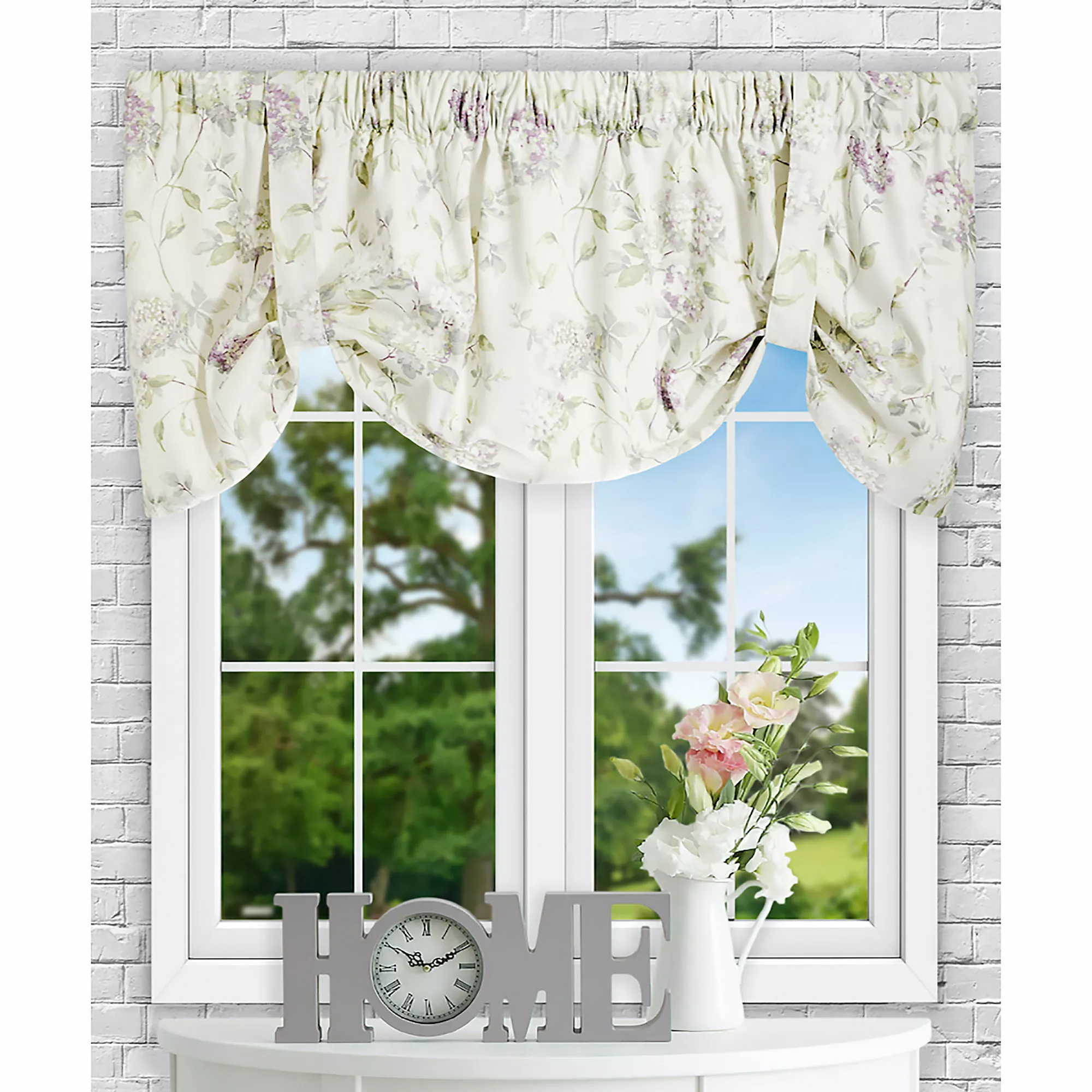 Ellis Curtains Ellis Curtain Abigail Floral 60"x22" Tie Up Valance