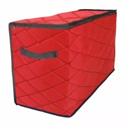 Northlight 96 Count 4 Tray Red Quilted Zip Up Christmas Ornament Storage Tub