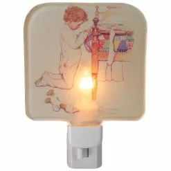 Northlight 6 Inch Glass Norman Rockwell Painting Christmas Prayer Night Light