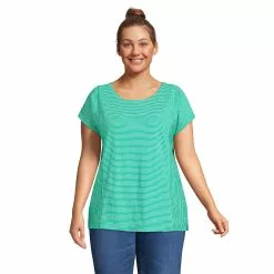 Lands' End Women's Plus Size Short Sleeve Slub Wedge T-Shirt