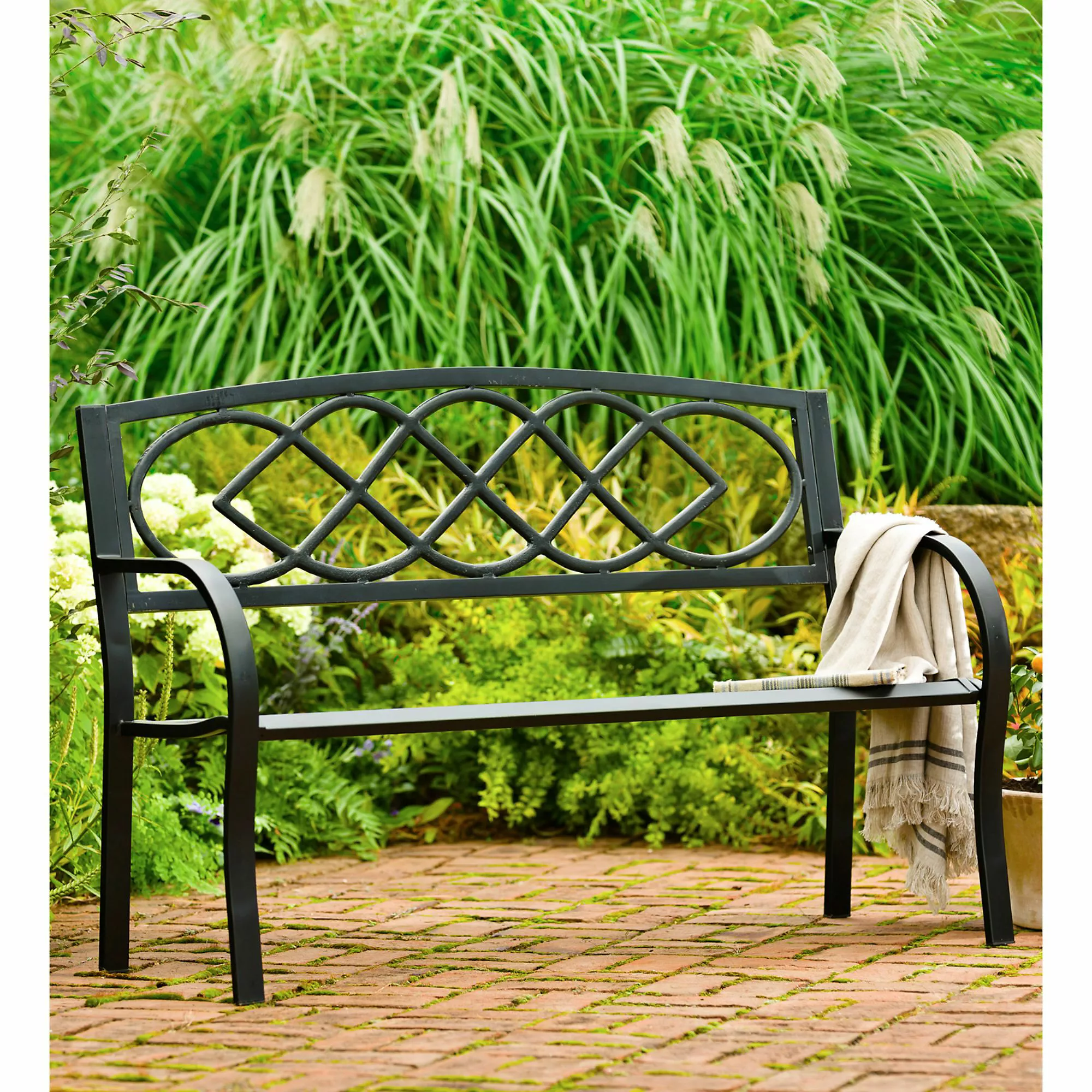 Evergreen Cast Iron Celtic Knot Metal Garden Bench - Image 5