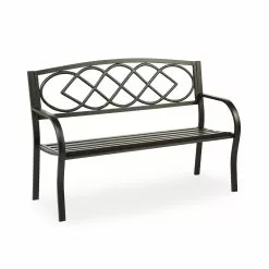 Evergreen Cast Iron Celtic Knot Metal Garden Bench