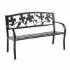 Evergreen Cast Iron Dogwood Floral Metal Garden Bench