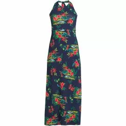 Lands' End Women's Keyhole High Halter Neck Maxi Dress