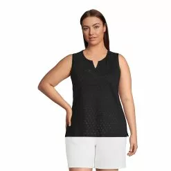 Lands' End Women's Plus Size Knit Eyelet Tank