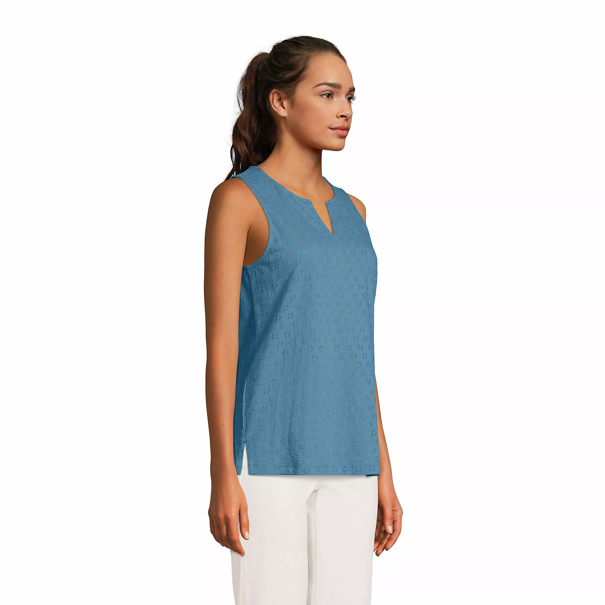 Lands' End Women's Knit Eyelet Tank - Image 3