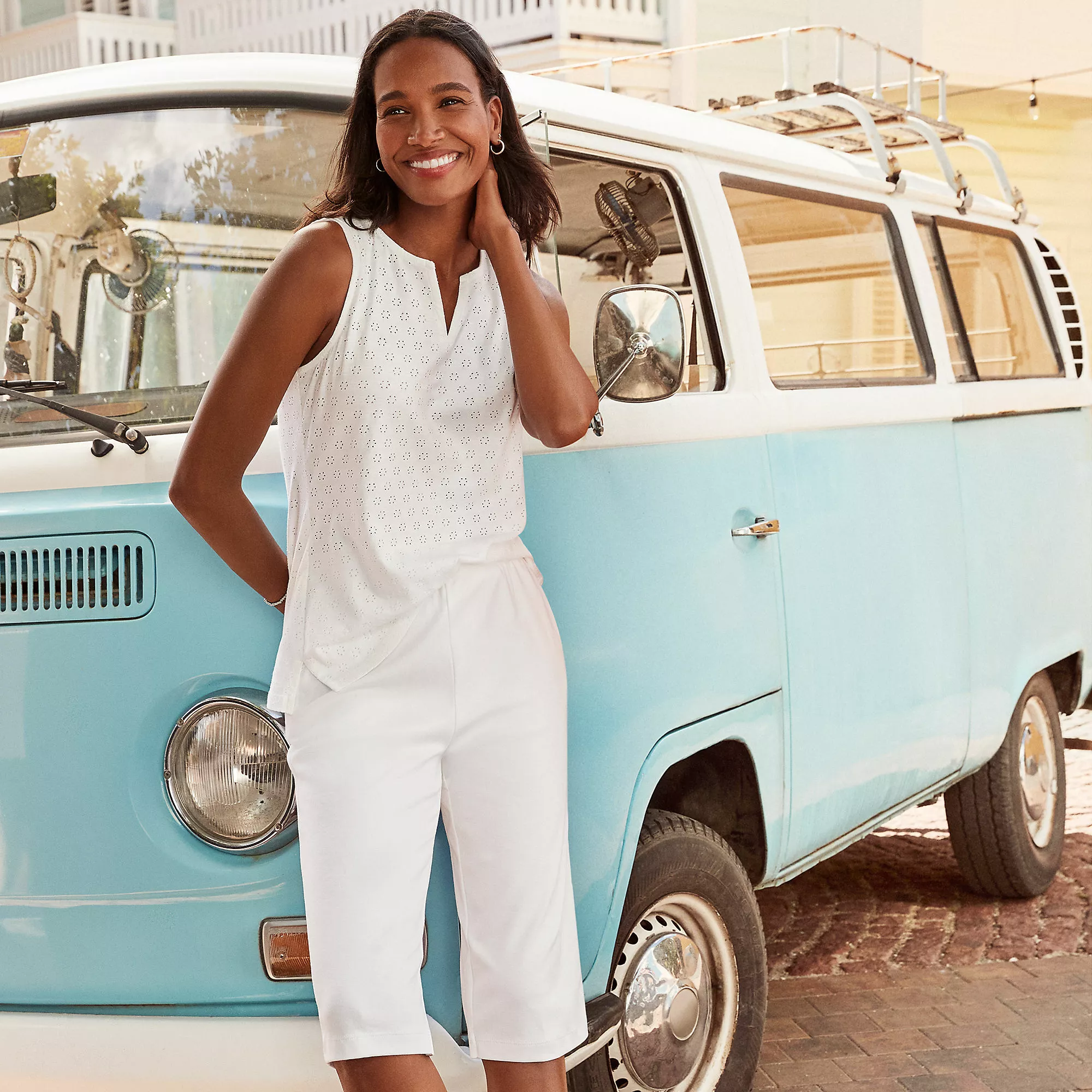 Lands' End Women's Knit Eyelet Tank - Image 7