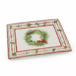 Boston International Christmas Peace Tree Rectangular Ceramic Serving Platter