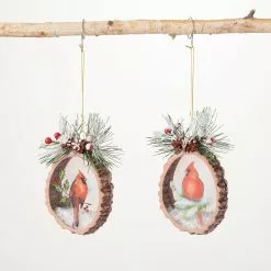 Sullivans Cardinal Christmas Glass Disc Ornaments - Set Of 2