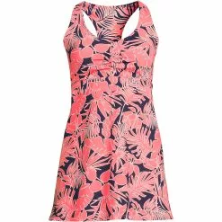 Lands' End Women's Plus Size Reversible Chlorine Resistant V-neck Racerback Dresskini Swimsuit Top