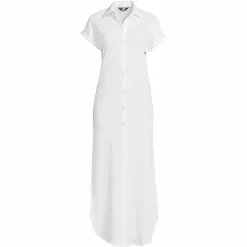 Lands' End Women's Cotton Gauze Button Front Maxi Dress