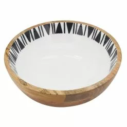 Saro Lifestyle Arrow Trim Design Enamel Wood Serving Bowl