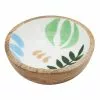 Saro Lifestyle Multi Color Leaves Design Enamel Wood Serving Bowl