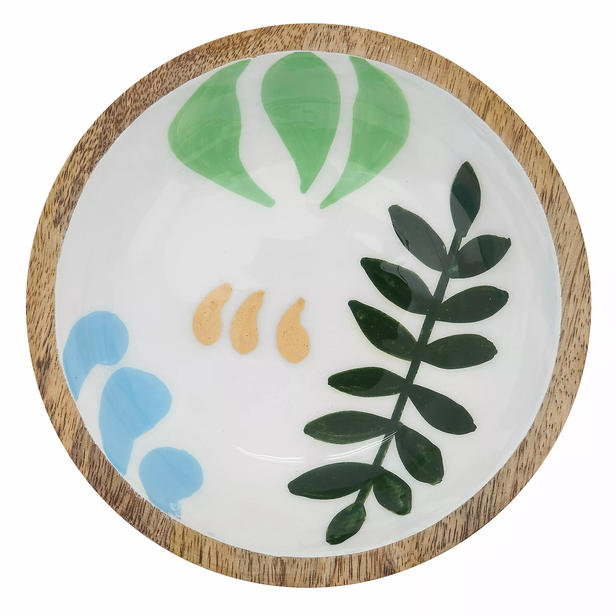 Saro Lifestyle Multi Color Leaves Design Enamel Wood Serving Bowl - Image 2