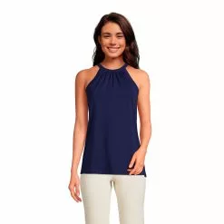 Lands' End Women's Light Weight Jersey Halter Neck Tank Top