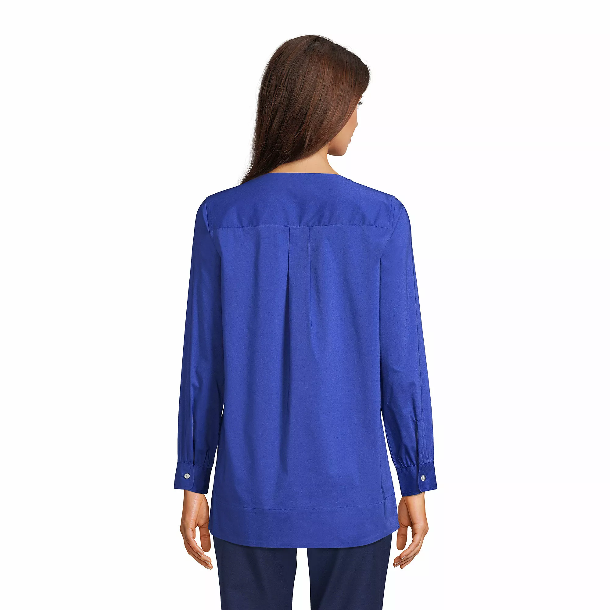 Lands' End Women's Stretch Broadcloth Long Sleeve Split Neck Tunic - Image 2