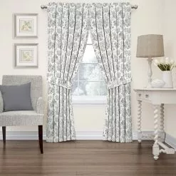 Waverly Charmed Life Toile Cotton Tie Back Window Curtains