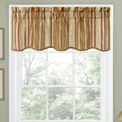 Traditions By Waverly Stripe Ensemble Scalloped Window Valance